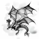 siloutte dragon flying tattoo design idea