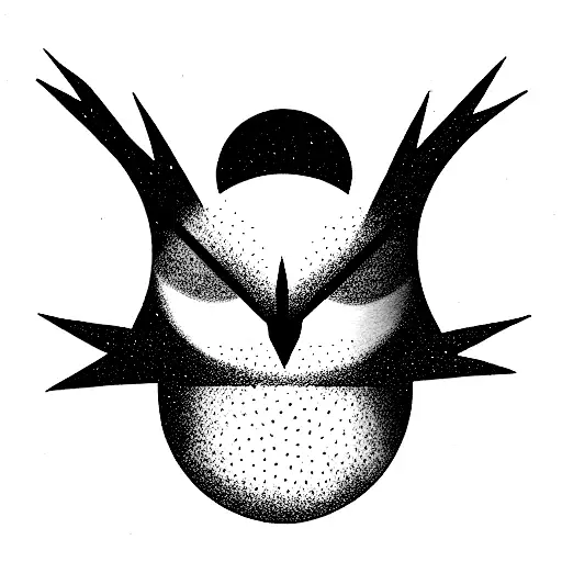 The forest that burns, stars and the moon in the sky,symbolizing a blind owl tattoo design idea