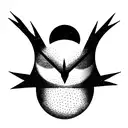 The forest that burns, stars and the moon in the sky,symbolizing a blind owl tattoo design idea