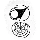 The forest that burns, stars and the moon in the sky,symbolizing a blind owl tattoo design idea