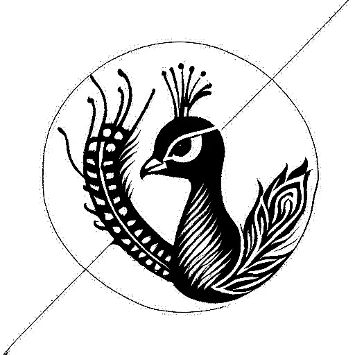 Peacock head in a UK stamp tattoo design idea