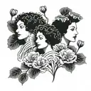 three-headed maya deren with poppies tattoo design idea