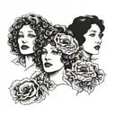 three-headed maya deren with poppies tattoo design idea
