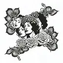 three-headed maya deren with poppies tattoo design idea
