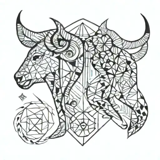Taurus and Leo zodiac sign tattoo design idea