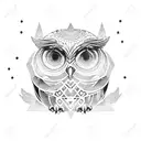 Cosmic owl with geometric patterns tattoo design idea