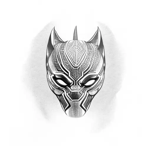 black panther headdress  on top of woman tattoo design idea