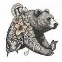 bear with a butterfly on its finger tattoo tattoo design idea