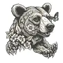 bear with a butterfly on its finger tattoo tattoo design idea