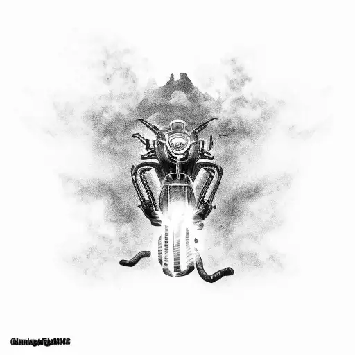 cyber sigilism burning cop car tattoo design idea