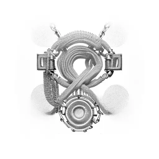 cyber sigilism desgin with chains tattoo design idea