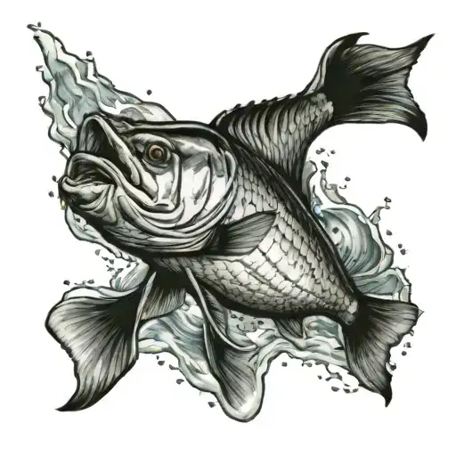 Tarpon jumping out of the water tattoo design idea