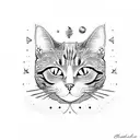 cat in space tattoo design idea