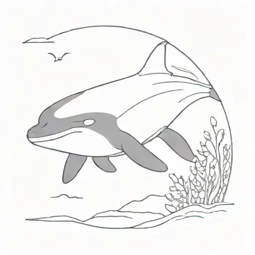 an orca lookin for a koala who leaves away  tattoo design idea