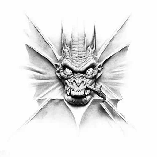  gargoyle on brick wall  tattoo design idea