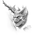  gargoyle on brick wall  tattoo design idea