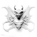 mean gargoyle on brick wall with background tattoo design idea