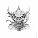 mean gargoyle on brick wall with background tattoo design idea