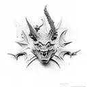 mean gargoyle on brick wall with background tattoo design idea