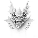 mean gargoyle on brick wall with background tattoo design idea