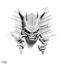 mean gargoyle on brick wall with background tattoo design idea