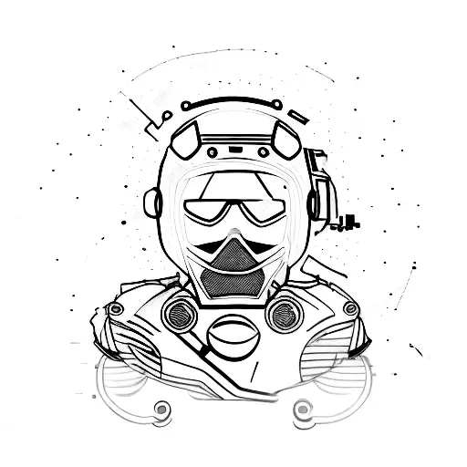 Motorcycle helmet with a piston as the visor tattoo design idea