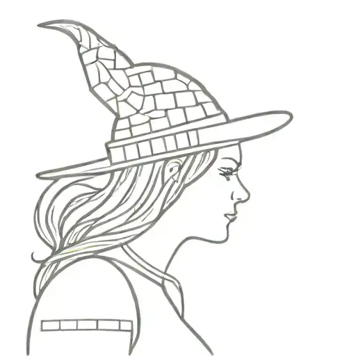 brick wall, Viking hat, witch casting spells tattoo design idea