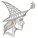 brick wall, Viking hat, witch casting spells tattoo design idea