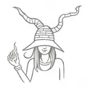 brick wall, Viking hat, witch casting spells tattoo design idea