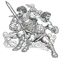 David and goliath fighting tattoo design idea