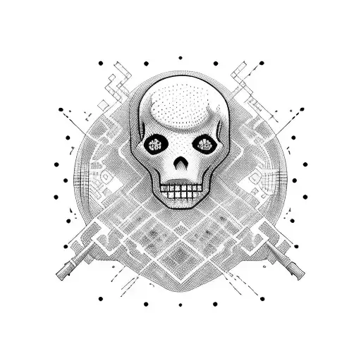 A hacker symbolized as a ghostly figure surrounded by lines of code in a notebook tattoo design idea
