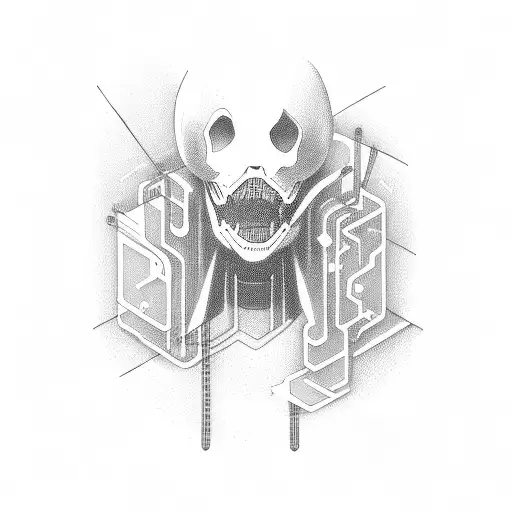 A hacker symbolized as a ghostly figure surrounded by lines of code in a notebook tattoo design idea