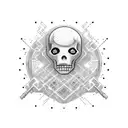 A hacker symbolized as a ghostly figure surrounded by lines of code in a notebook tattoo design idea
