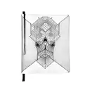 A hacker symbolized as a ghostly figure surrounded by lines of code in a notebook tattoo design idea