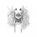 A hacker symbolized as a ghostly figure surrounded by lines of code in a notebook tattoo design idea