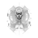 A hacker symbolized as a ghostly figure surrounded by lines of code in a notebook tattoo design idea