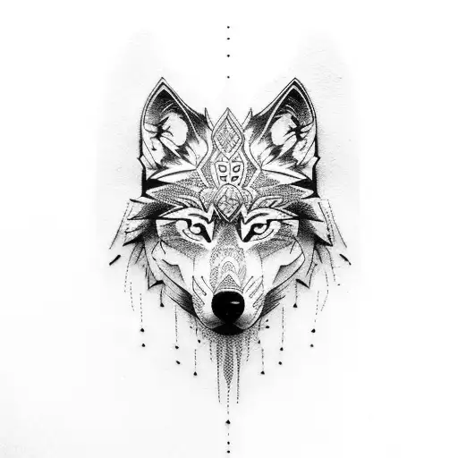 tribal tatto band with wolf  tattoo design idea