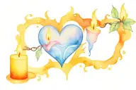 candles burning heart tattoo design idea