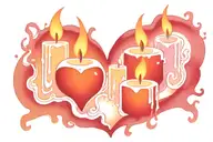 candles burning heart tattoo design idea
