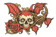 Incorporate Elden Ring symbols into a Rocky Horror themed design tattoo design idea