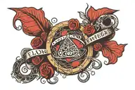 Incorporate Elden Ring symbols into a Rocky Horror themed design tattoo design idea
