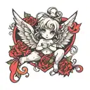cute cupid tramp stamp tattoo design idea