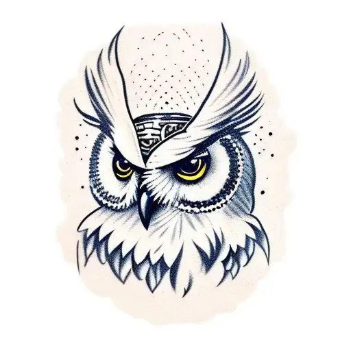 owl with a portuguese crown tattoo design idea
