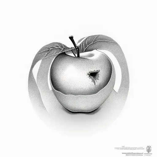 Biblical Eve with a red apple hanging from a branch  tattoo design idea