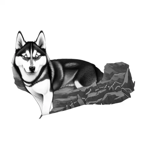 a husky dog tattoo design idea