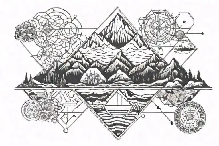 Traveling, Nature, mountains, Peace, Love luck success tattoo design idea