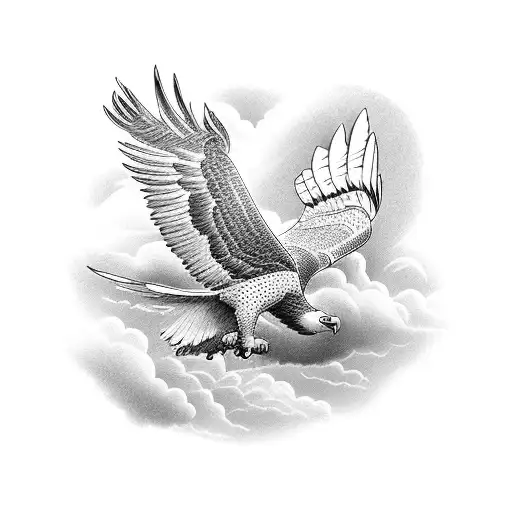 Eagle soaring through a stormy sky tattoo design idea