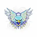 Eagle with spread wings, surrounded by a geometric dotwork pattern tattoo design idea