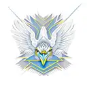 Eagle with spread wings, surrounded by a geometric dotwork pattern tattoo design idea