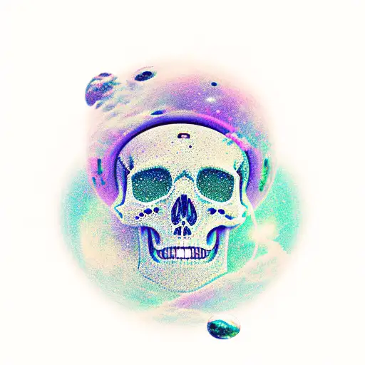 The incision under which the cosmos is hidden and there is an astronaut inside whose spacesuit there is a skeleton tattoo design idea